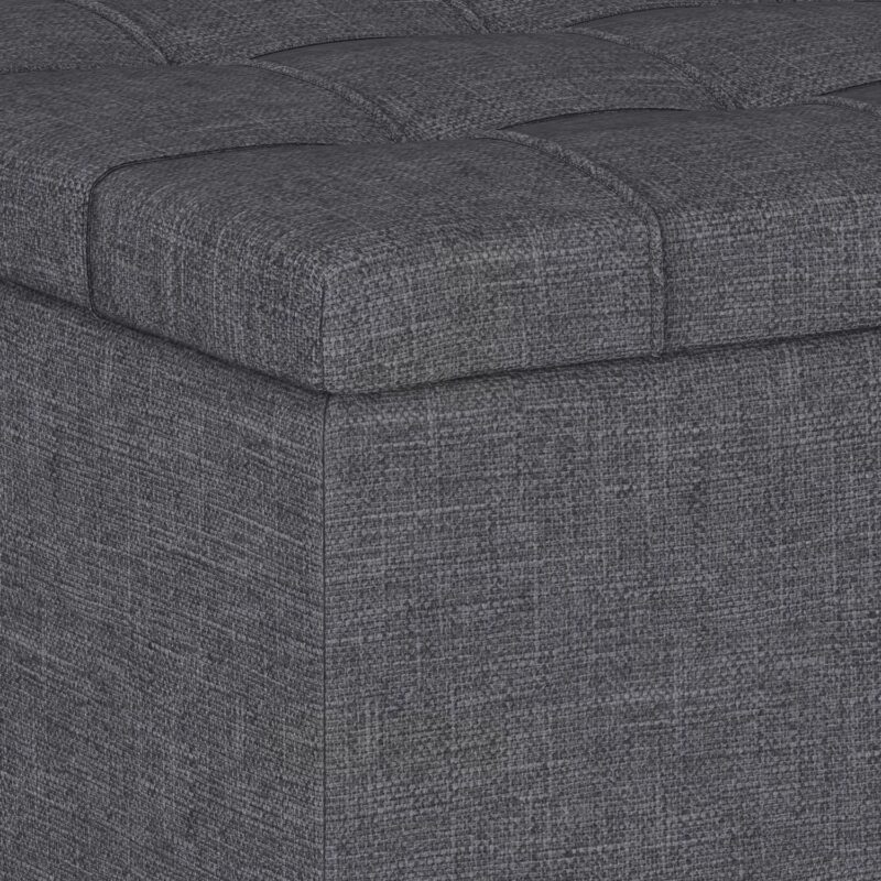 Simpli Home Harrison Transitional Small Coffee Table Storage Ottoman - Image 4