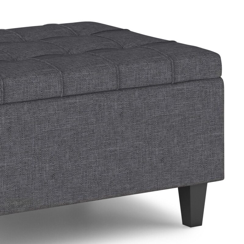 Simpli Home Harrison Transitional Small Coffee Table Storage Ottoman - Image 5