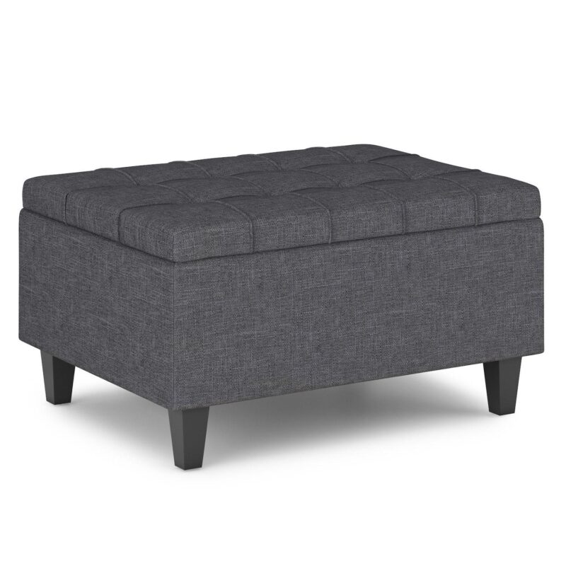 Simpli Home Harrison Transitional Small Coffee Table Storage Ottoman - Image 6