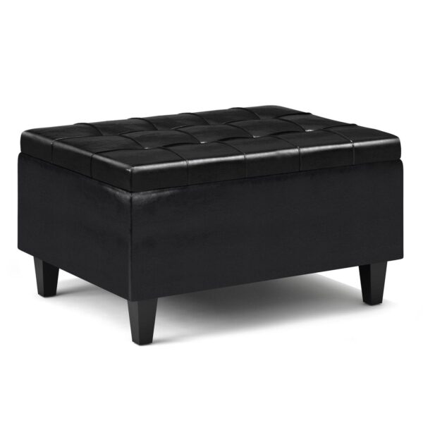 Simpli Home Harrison Transitional Small Coffee Table Storage Ottoman