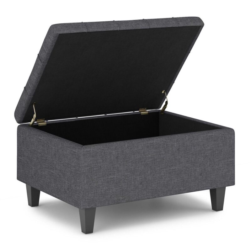 Simpli Home Harrison Transitional Small Coffee Table Storage Ottoman - Image 3