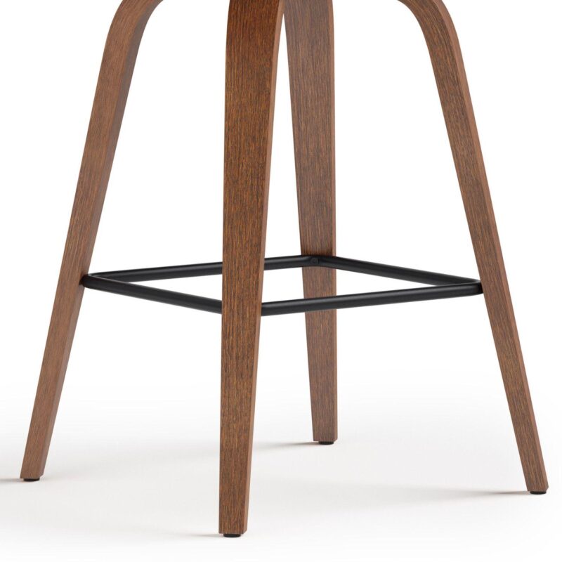 Simpli Home Larsen Saddle Bar Stool in Black Faux Leather Set of 2 - Image 6