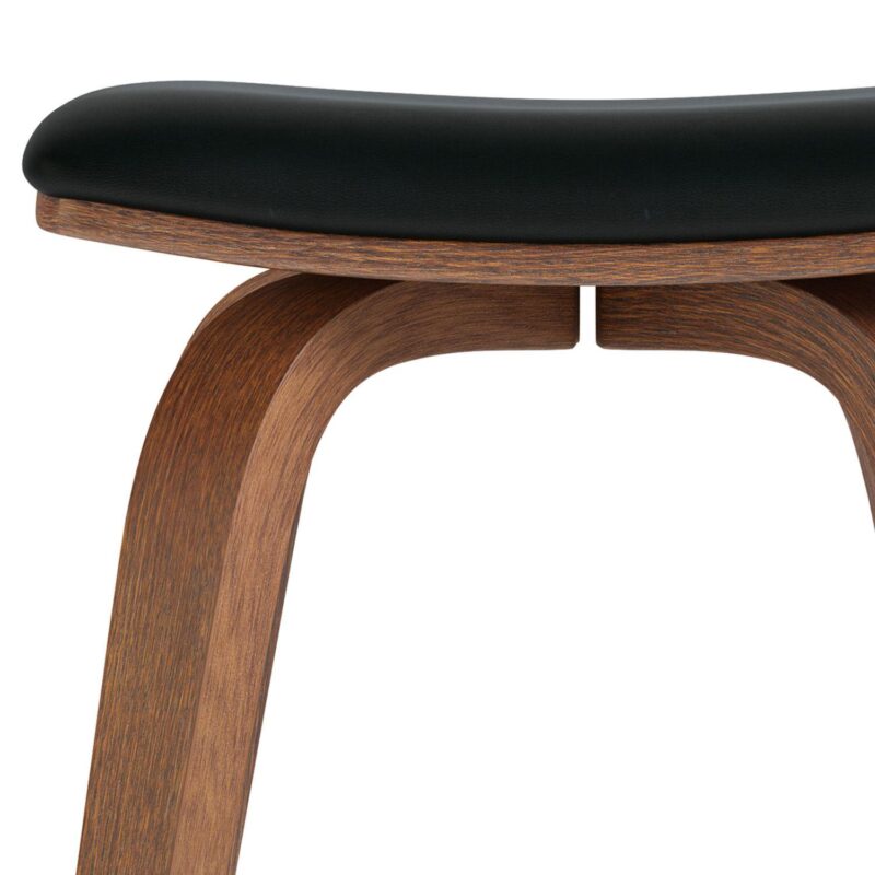 Simpli Home Larsen Saddle Bar Stool in Black Faux Leather Set of 2 - Image 7