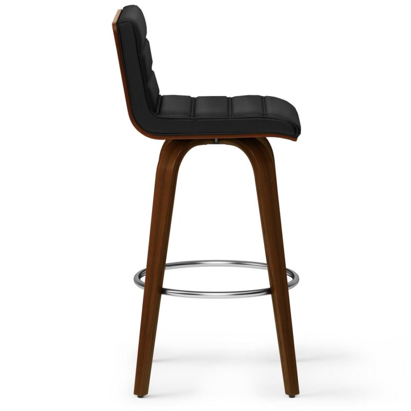 Simpli Home Roland Swivel Bar Stool in Black Faux Leather - Image 5