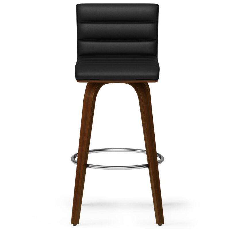 Simpli Home Roland Swivel Bar Stool in Black Faux Leather - Image 3