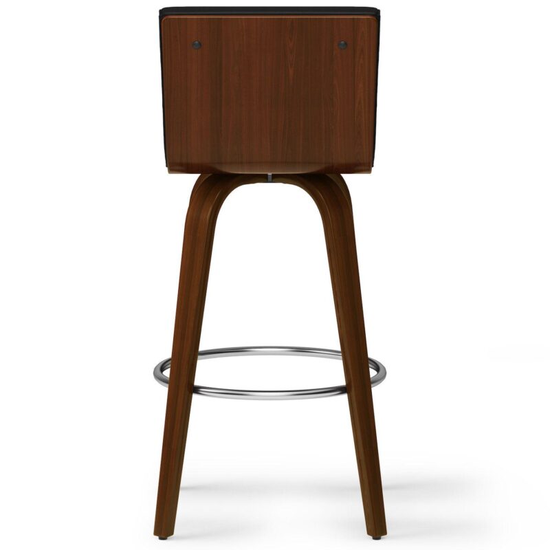 Simpli Home Roland Swivel Bar Stool in Black Faux Leather - Image 6