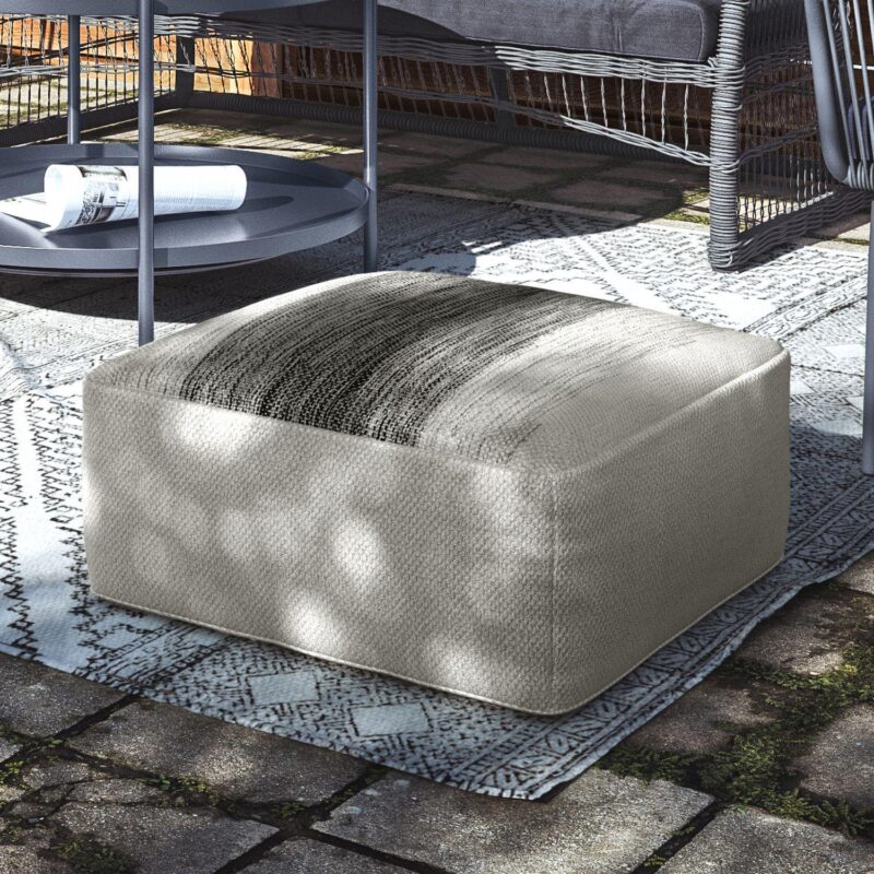 Simpli Home Sabella Square Woven Indoor / Outdoor Pouf - Image 2