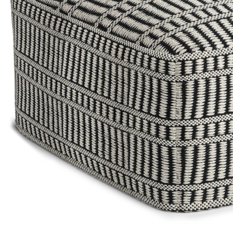Simpli Home Safford Square Woven Indoor / Outdoor Pouf - Image 4