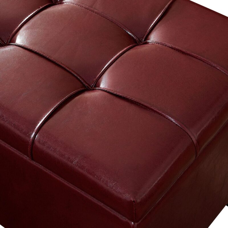 Simply Home Dover Faux-Leather Storage Ottoman Bench 3-piece Set - Image 3