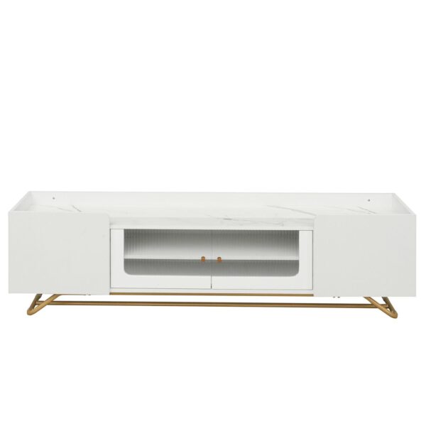 Sleek Design Tv Stand With Fluted Glass