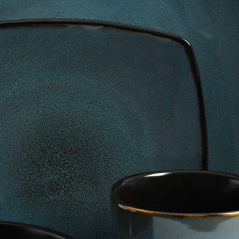 Soho Lounge 16-Piece Soft Square Dinnerware Set in Teal Green - Image 2