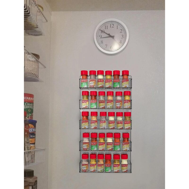 Somerset Home Spice Rack Organizer - Space-Saving Wall-Mount 5-Tier Wire Shelves for Pantry or Cabinets, Black - Image 3