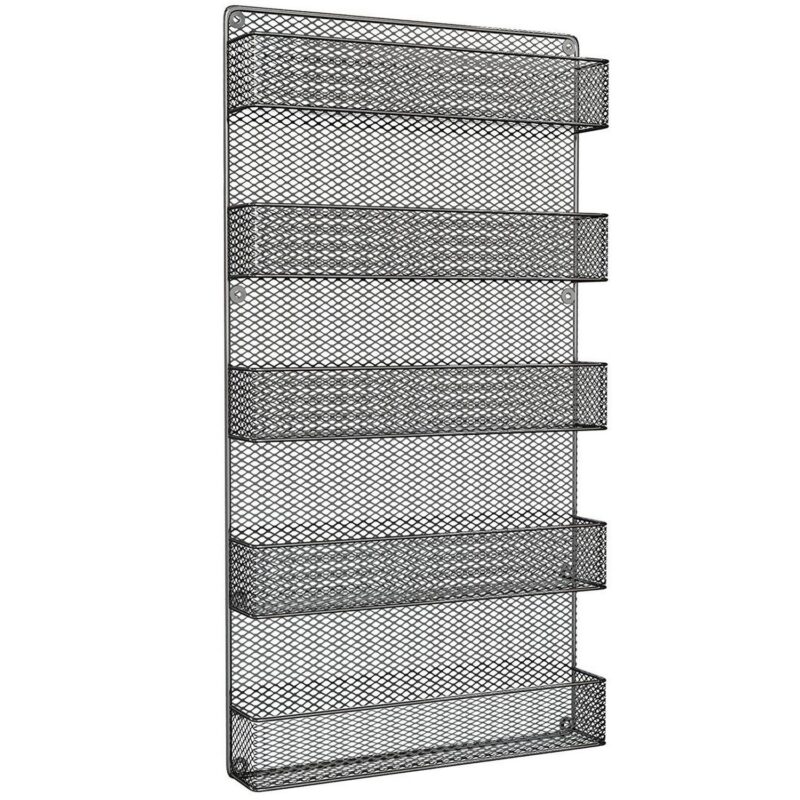 Somerset Home Spice Rack Organizer - Space-Saving Wall-Mount 5-Tier Wire Shelves for Pantry or Cabinets, Black