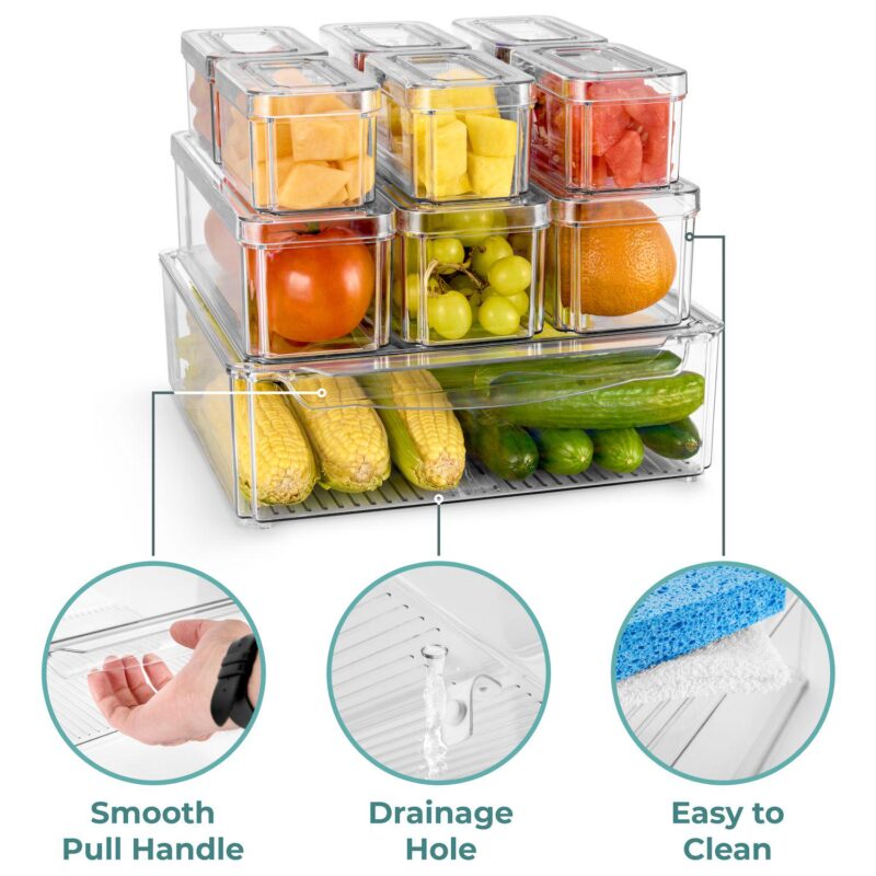 Sorbus 10 Piece Clear Stackable Pantry Storage Bins With Lids -perfect For Kitchen Organization - Image 5