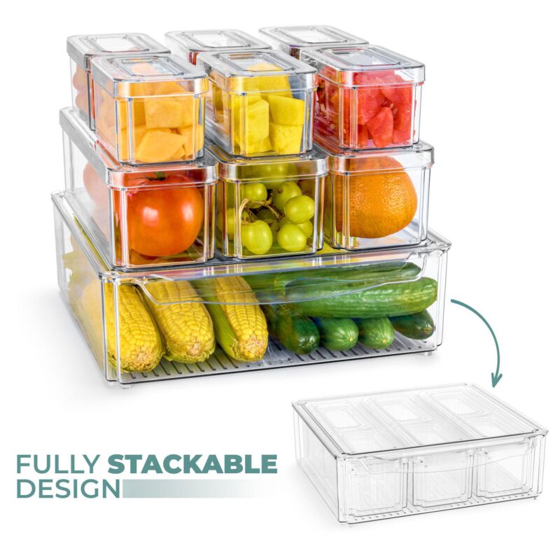 Sorbus 10 Piece Clear Stackable Pantry Storage Bins With Lids -perfect For Kitchen Organization - Image 4