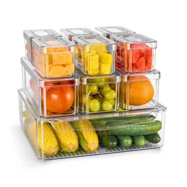 Sorbus 10 Piece Clear Stackable Pantry Storage Bins With Lids -perfect For Kitchen Organization