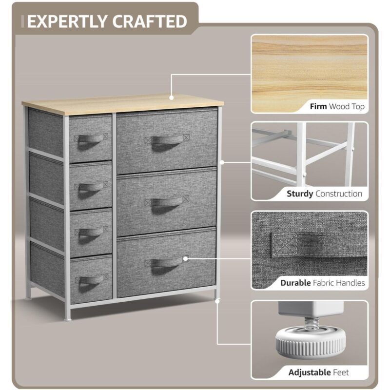Sorbus 7 Drawers Dresser With Steel Frame, Wood Top, Handles - Storage For Bedroom, Home, Etc - Image 3