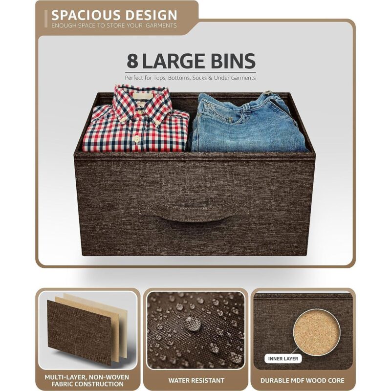 Sorbus 8 Drawers Storage Dresser For Bedroom, Closet, Office Organization - Steel Frame, Wood Top - Image 5