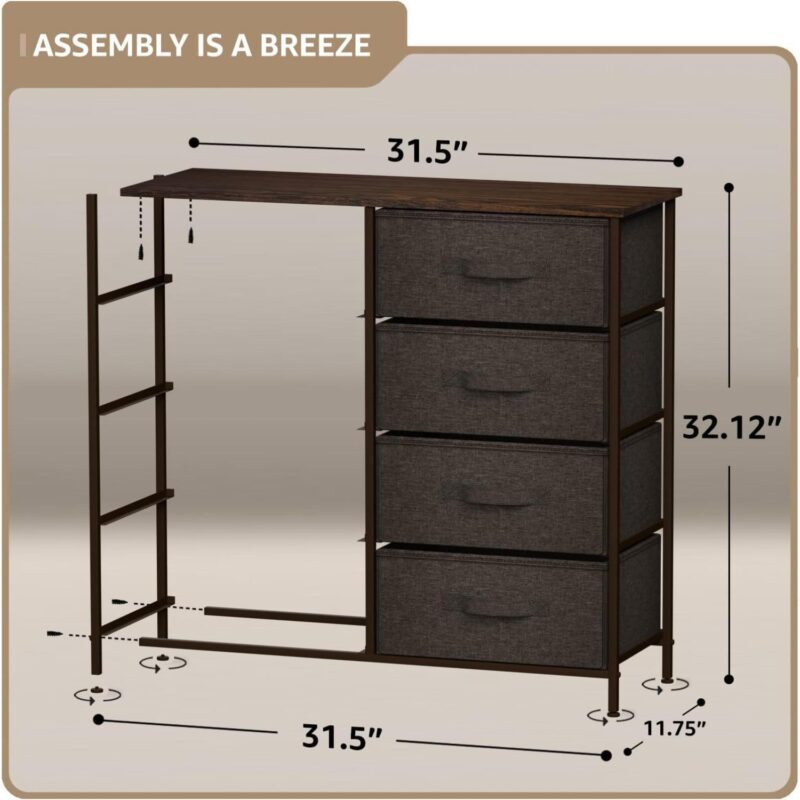 Sorbus 8 Drawers Storage Dresser For Bedroom, Closet, Office Organization - Steel Frame, Wood Top - Image 3