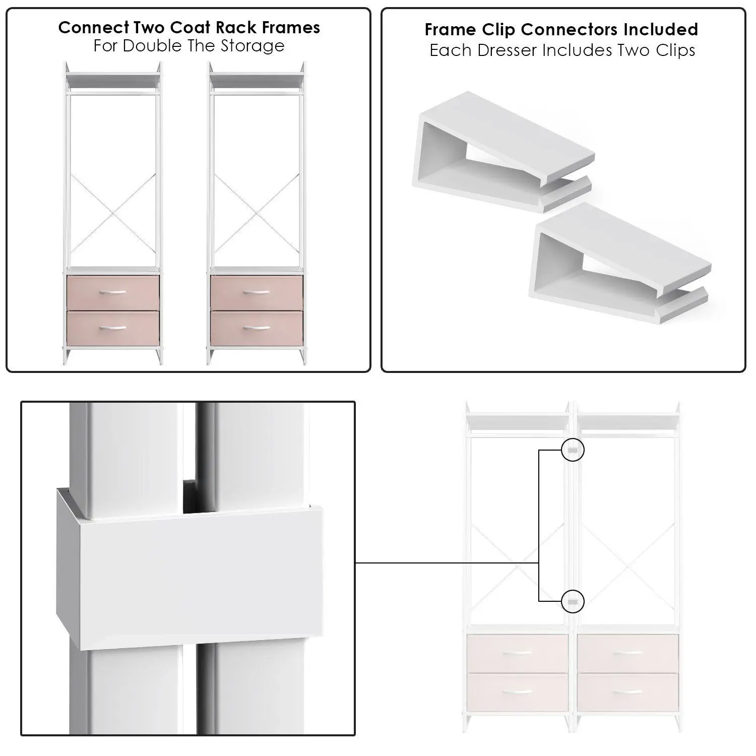 Sorbus Clothing Rack With 2 Drawers -wood Top, Steel Frame, And Fabric Drawers Storage Organizer 4 Sorbus Clothing Rack With 2 Drawers -wood Top, Steel Frame, And Fabric Drawers Storage Organizer - Image 4