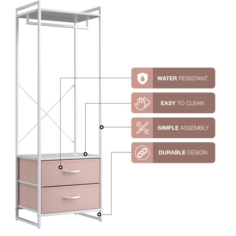 Sorbus Clothing Rack With 2 Drawers -wood Top, Steel Frame, And Fabric Drawers Storage Organizer - Image 3