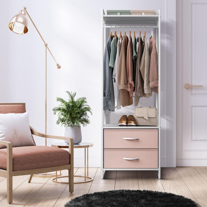 Sorbus Clothing Rack With 2 Drawers -wood Top, Steel Frame, And Fabric Drawers Storage Organizer - Image 2
