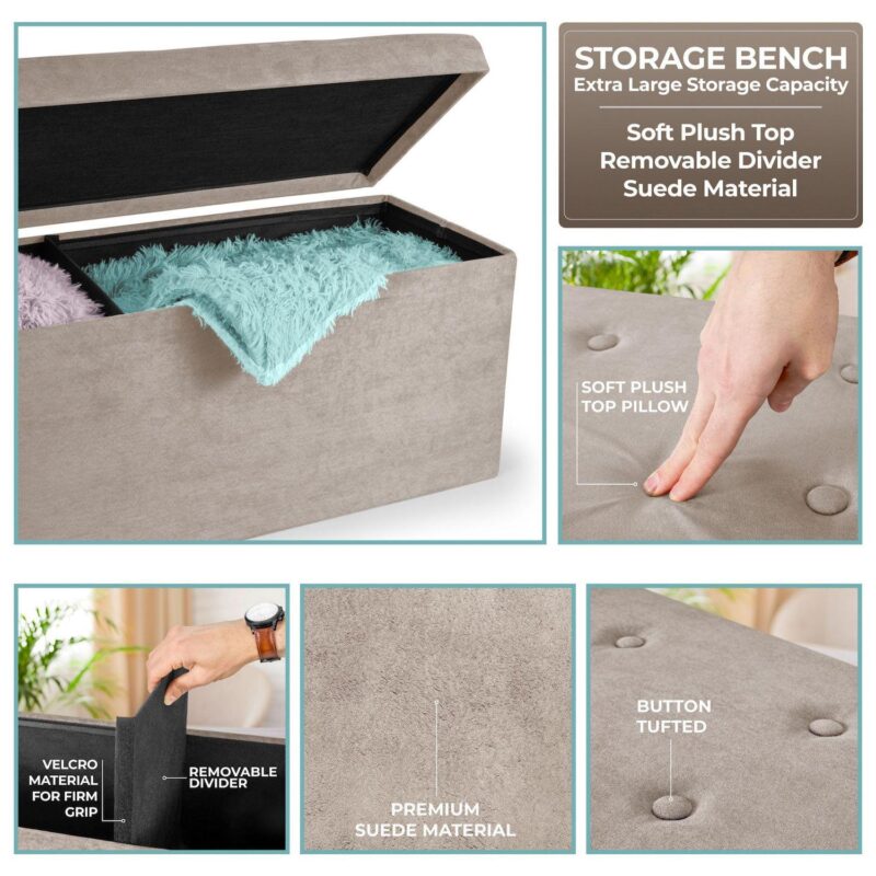 Sorbus Faux Suede Bench - Image 3