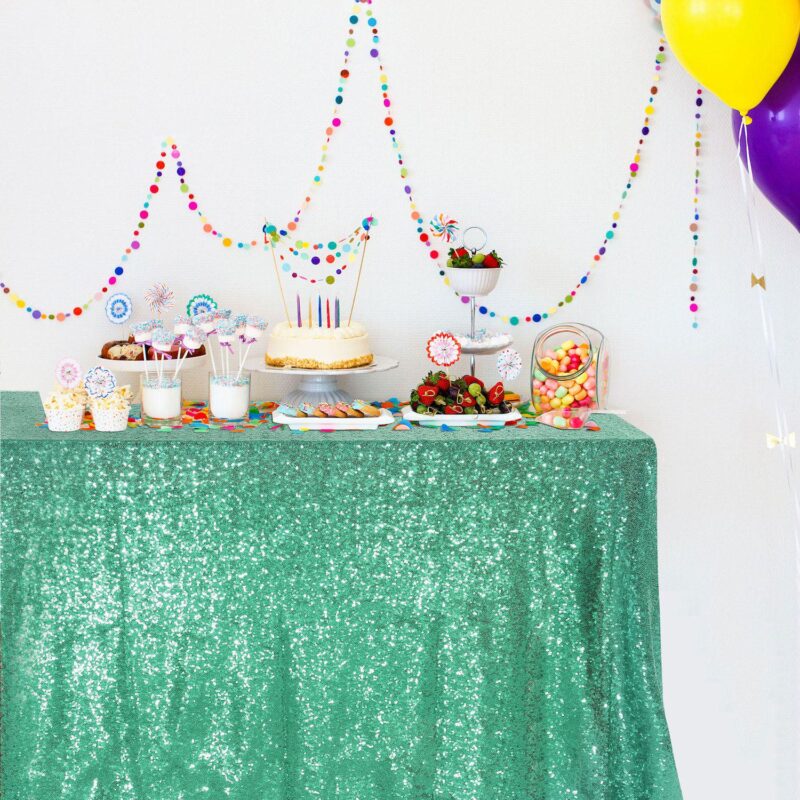 Sparkle Sequin Tablecloth Plastic For Banquet Party Decor Mint 88  X 130 - Image 3