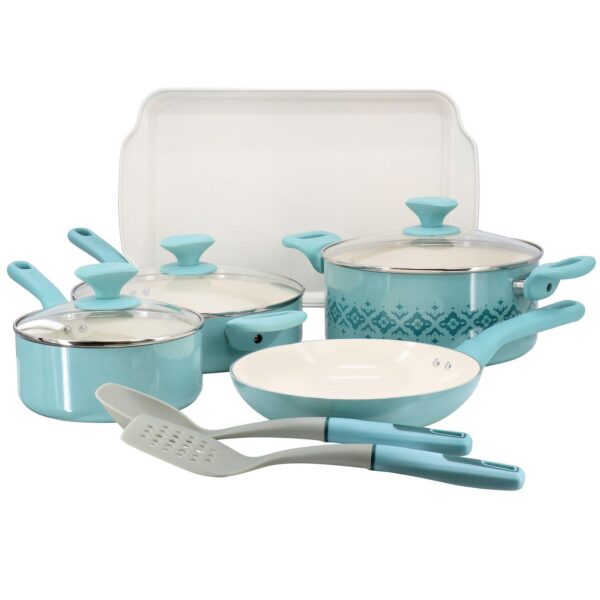 Spice By Tia Mowry 10 Piece Ceramic Nonstick Aluminum Cookware Set