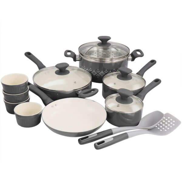 Spice By Tia Mowry Savory Saffron 16 Piece Ceramic Nonstick Cookware Set