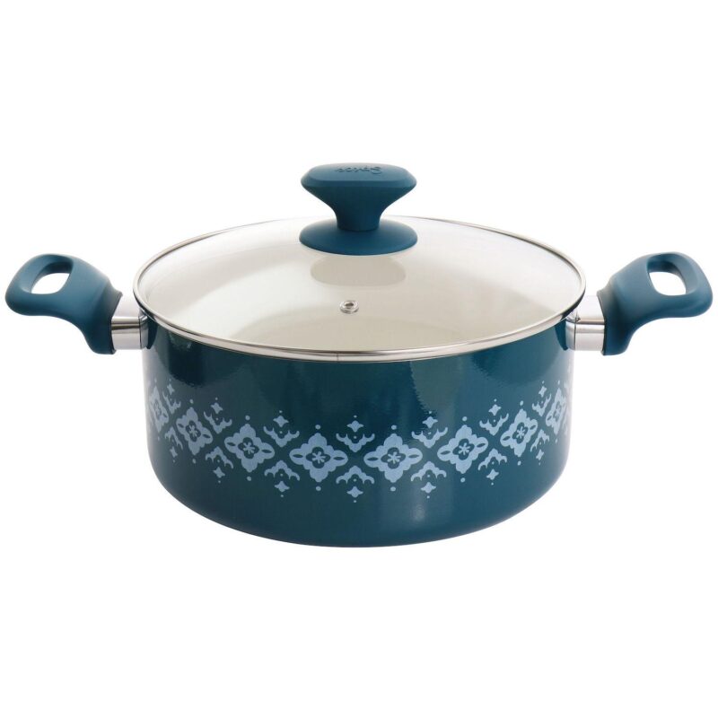 Spice By Tia Mowry Savory Saffron 7 Piece Ceramic Nonstick Aluminum Cookware Set with Nylon Utensils - Image 2