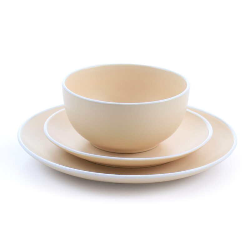 Spice by Tia Mowry Creamy Tahini 12 Piece Stoneware Dinnerware Set in Matte Orange - Image 2