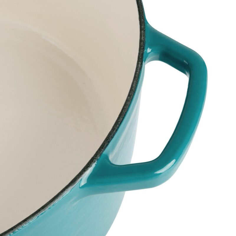 Spice by Tia Mowry Savory Saffron 3.9 Quart Enameled Cast Iron Dutch Oven with Lid in Teal - Image 4