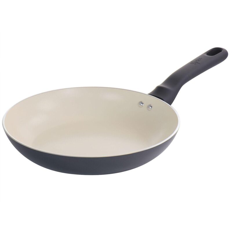 Spice by Tia Mowry Savory Saffron 7 Piece Ceramic Nonstick Aluminum Cookware Set with Nylon Utensils in Grey - Image 5