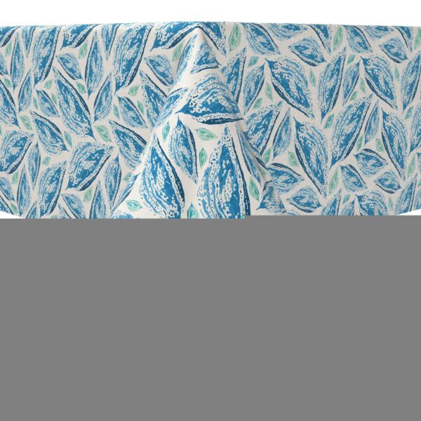 Square Tablecloth, 100% Cotton, 60x60 , Mosaic Style Leaves Blue