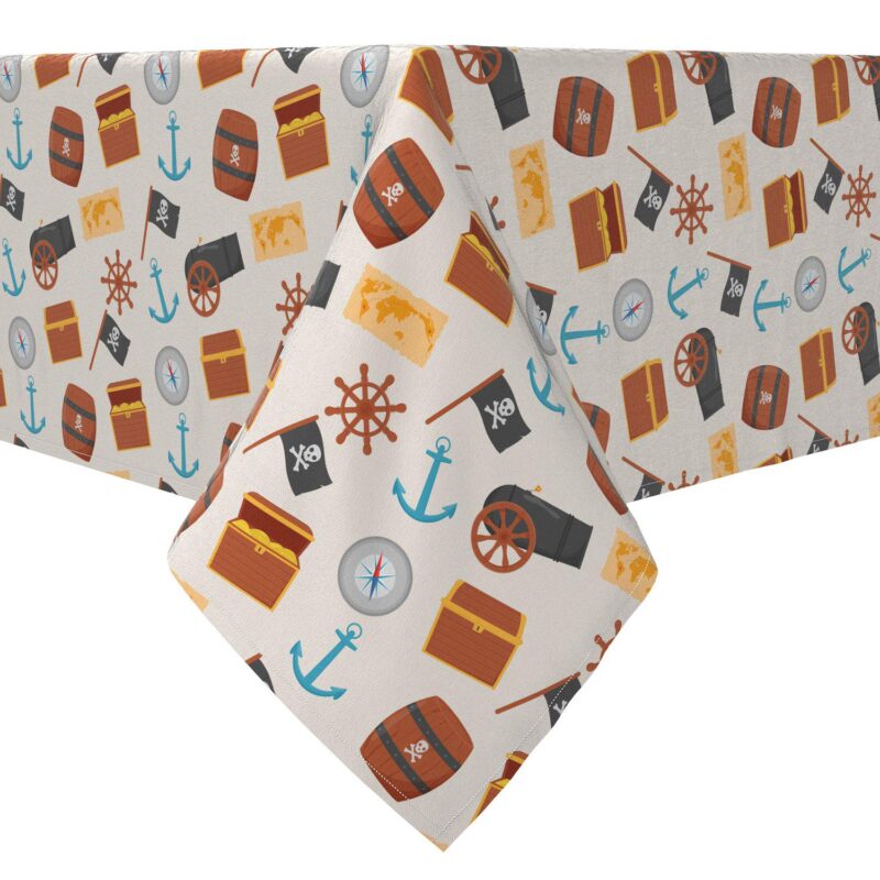 Square Tablecloth, 100% Cotton, 60x60 , Pirates Treasure