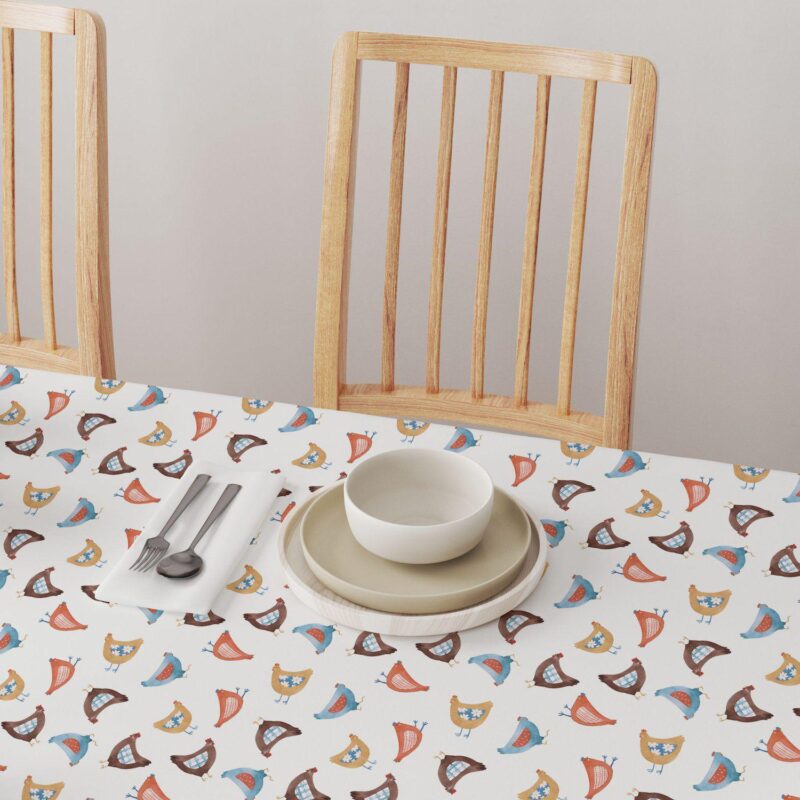 Square Tablecloth, 100% Cotton, 60x60 , Country Chickens Design - Image 4