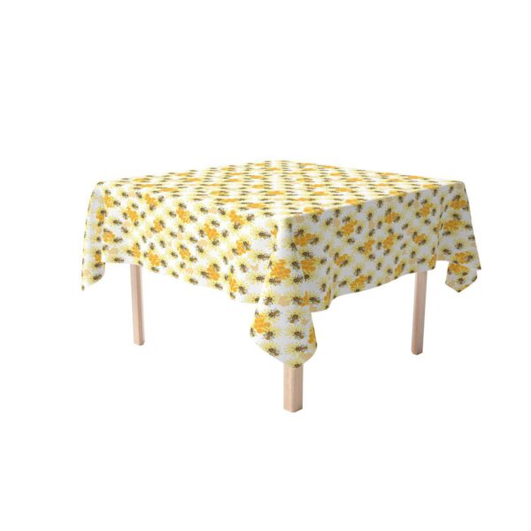 Square Tablecloth, 100% Polyester, 70x70 , Honey Bee Sketch