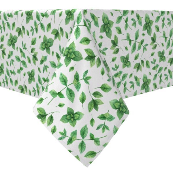 Square Tablecloth, 100% Cotton, 60x60 , Mint Leaves