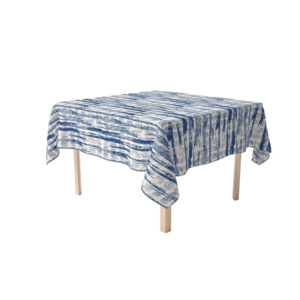 Square Tablecloth, 100% Polyester, 70x70 , Blue Batik Stripe