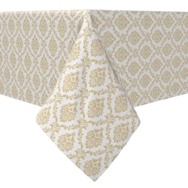 Square Tablecloth, 100% Cotton, 60x60 , Ornate Golden Damask