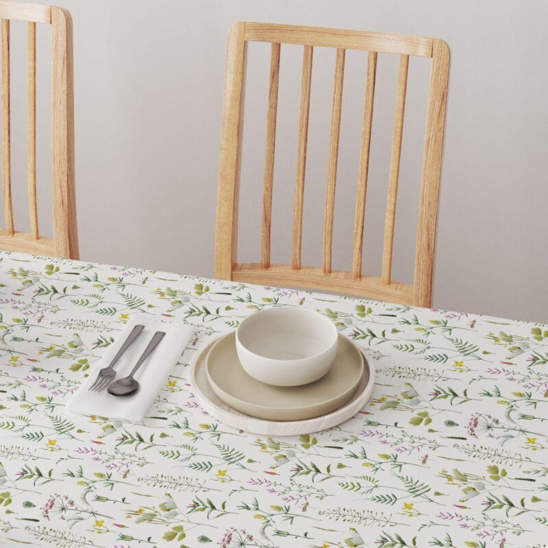 Square Tablecloth, 100% Polyester, 60x60 , Botanical Stripe - Image 4
