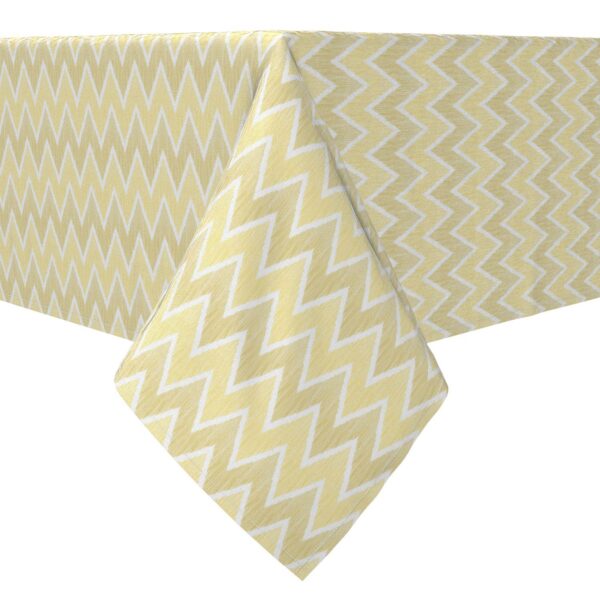 Square Tablecloth, 100% Cotton, 60x60 , Yellow Ikat Chevron