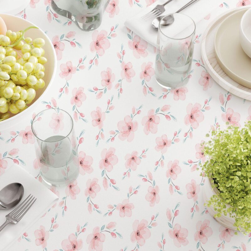 Square Tablecloth, 100% Cotton, 60x60 , Blooming Cherry Blossom - Image 3