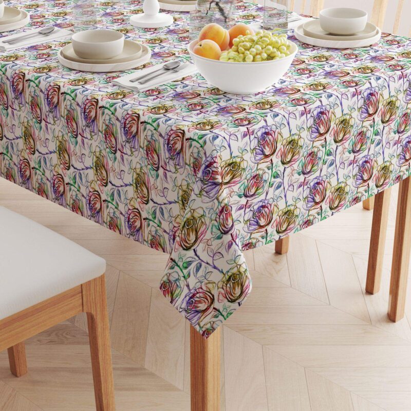 Square Tablecloth, 100% Cotton, 52x52 , Floral 195 - Image 2