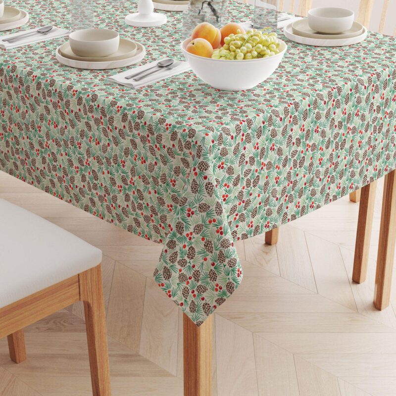 Square Tablecloth, 100% Polyester, 70x70 , Holiday Foliage and Berries - Image 2