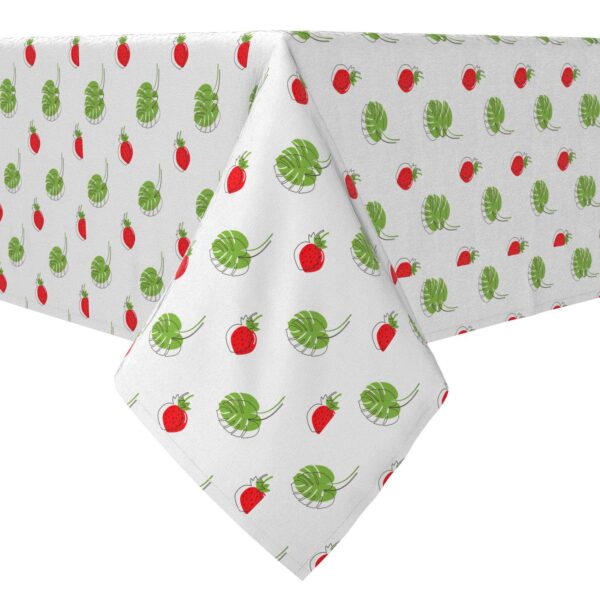 Square Tablecloth, 100% Cotton, 60x60 , Strawberries and Leaves