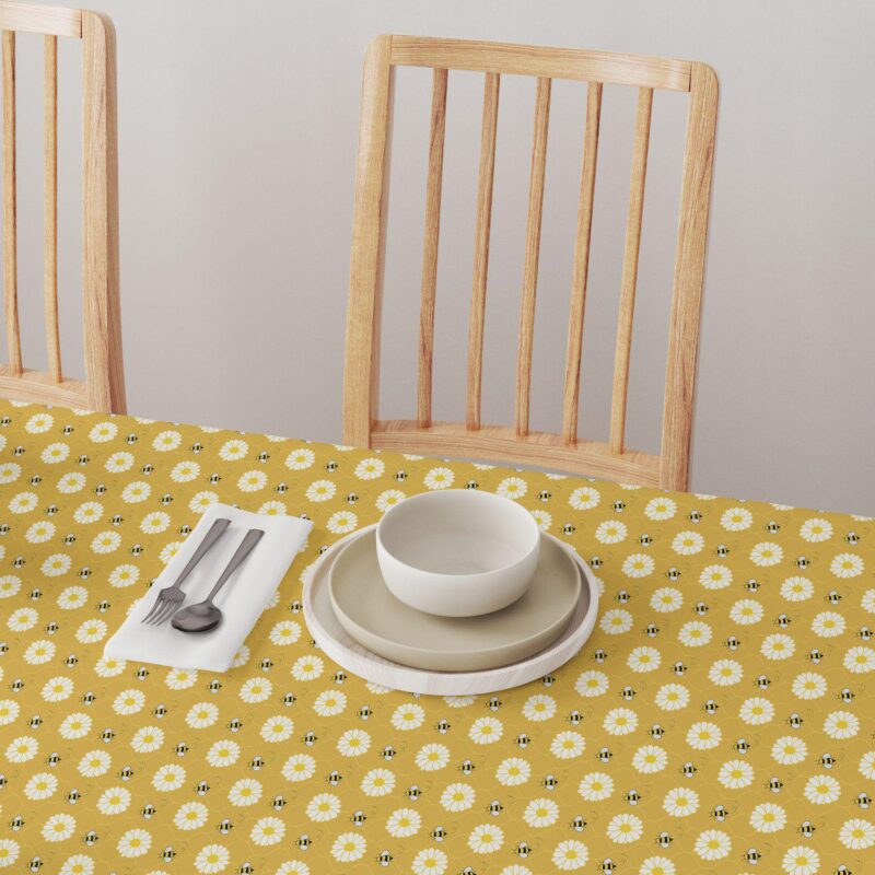 Square Tablecloth, 100% Polyester, 70x70 , Bumble Bees and Daisies - Image 4