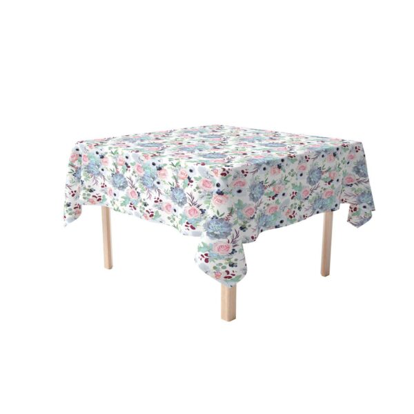 Square Tablecloth, 100% Polyester, 70x70 , Pink Roses and Succulents