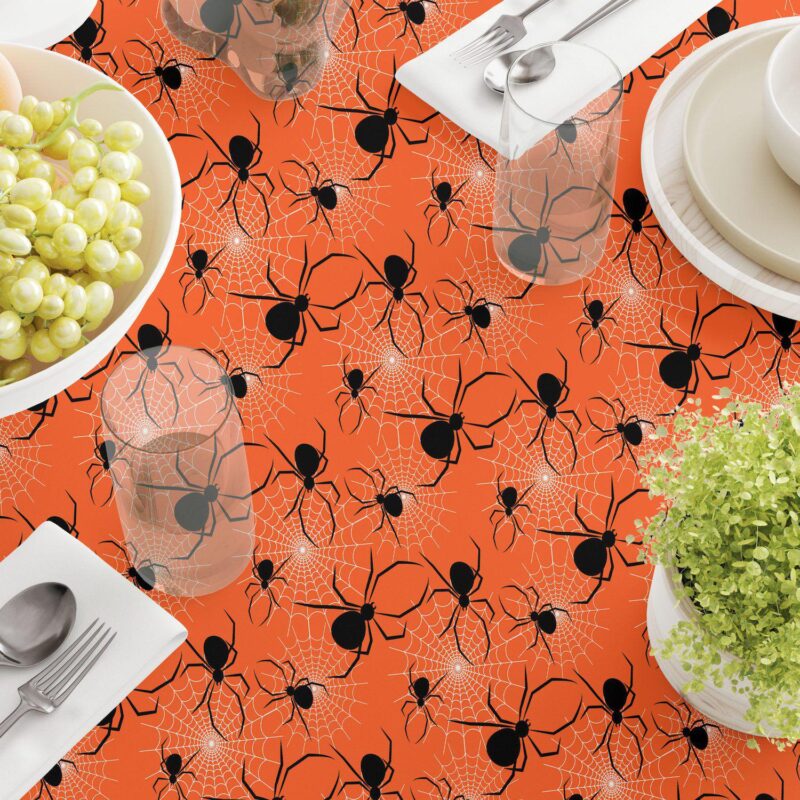 Square Tablecloth, 100% Polyester, 60x60 , Halloween Spiders Web - Image 3